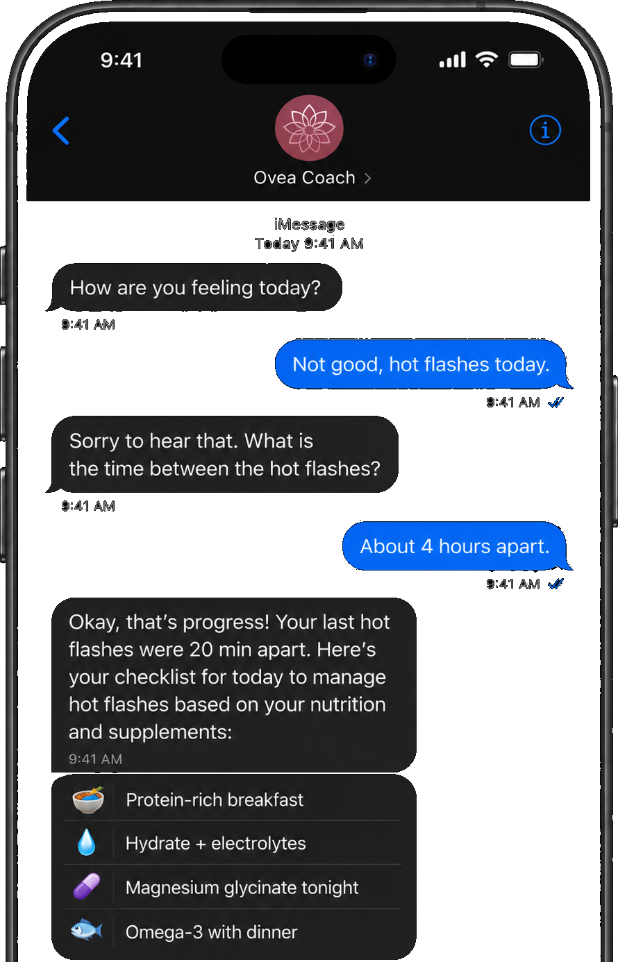 Ovea tracking your symptoms