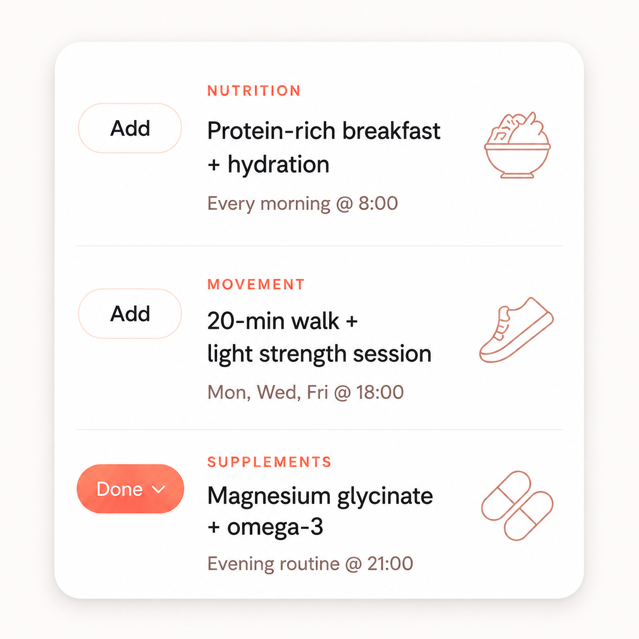 Your personalized nutrition, movement and supplement plan